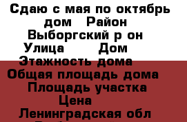 Сдаю с мая по октябрь дом › Район ­ Выборгский р-он › Улица ­ - › Дом ­ - › Этажность дома ­ 2 › Общая площадь дома ­ 90 › Площадь участка ­ 1 600 › Цена ­ 30 000 - Ленинградская обл., Выборгский р-н, Лейпясуо п. Недвижимость » Дома, коттеджи, дачи аренда   . Ленинградская обл.